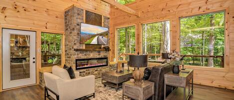 Smart-TV, Kamin, Videospiele, DVD-Player