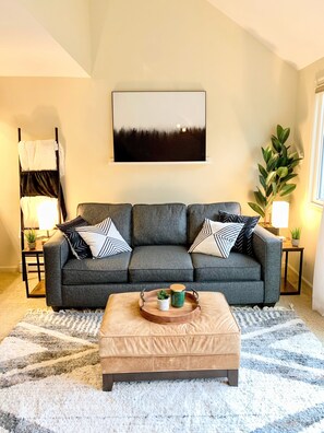 Smart TV, fireplace, DVD player