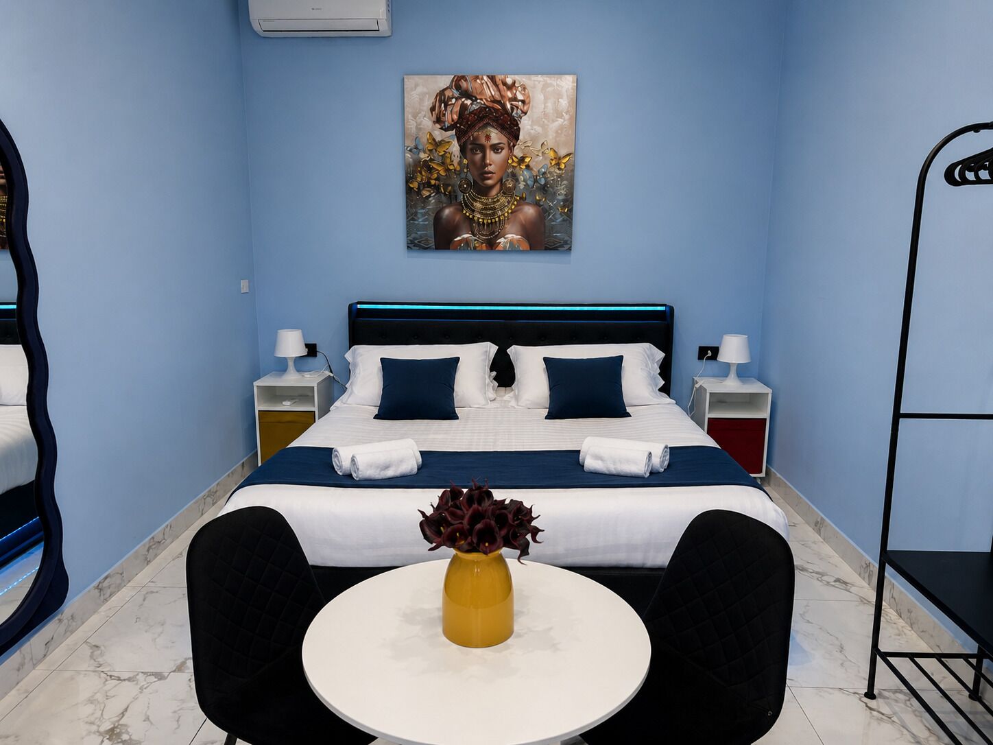 Premium bedding, down duvets, memory-foam beds, individually furnished