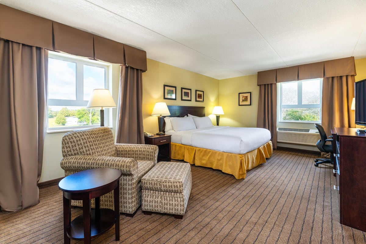 Deluxe Room, 1 King Bed, Non Smoking | Desk, laptop workspace, blackout drapes, iron/ironing board