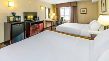 Standard Room, 2 Queen Beds, Non Smoking | Desk, laptop workspace, blackout drapes, iron/ironing board