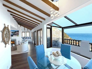 Dining - Premium Panoramic Ocean Views from Corner Unit with Fireplace & Golf Cart (Avalon)