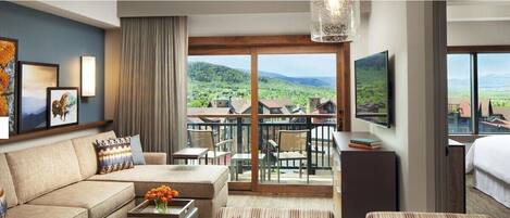 Smart TV, fireplace, video games, DVD player
