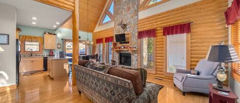 Una Smart TV, una chimenea, un futbolín, una impresora