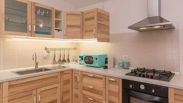 Frigorifero, microonde, forno, piano cottura