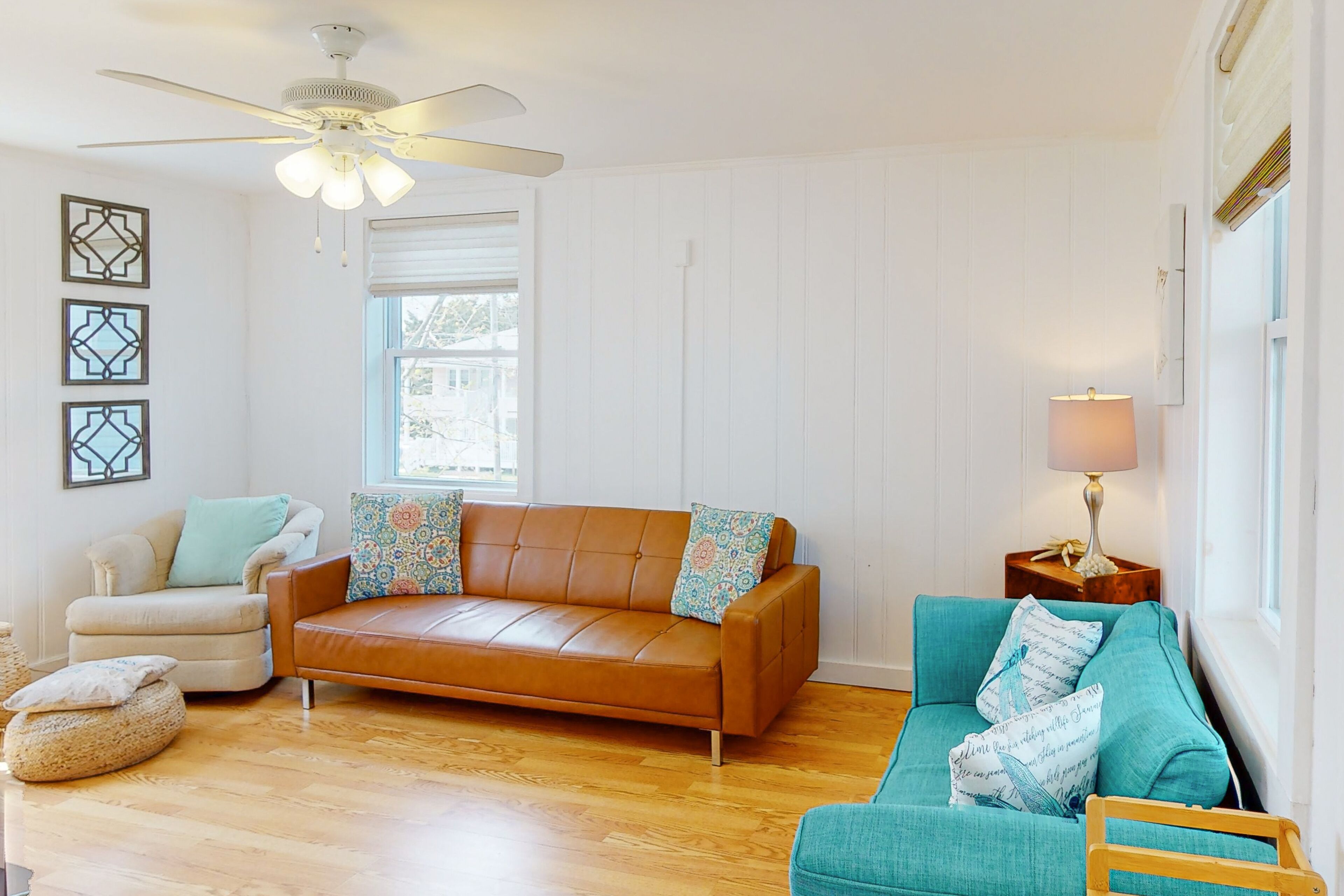 Inviting condo near the beach with balcony, central AC, & full kitchen