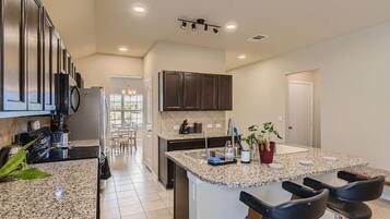 Fridge, microwave, oven, dishwasher