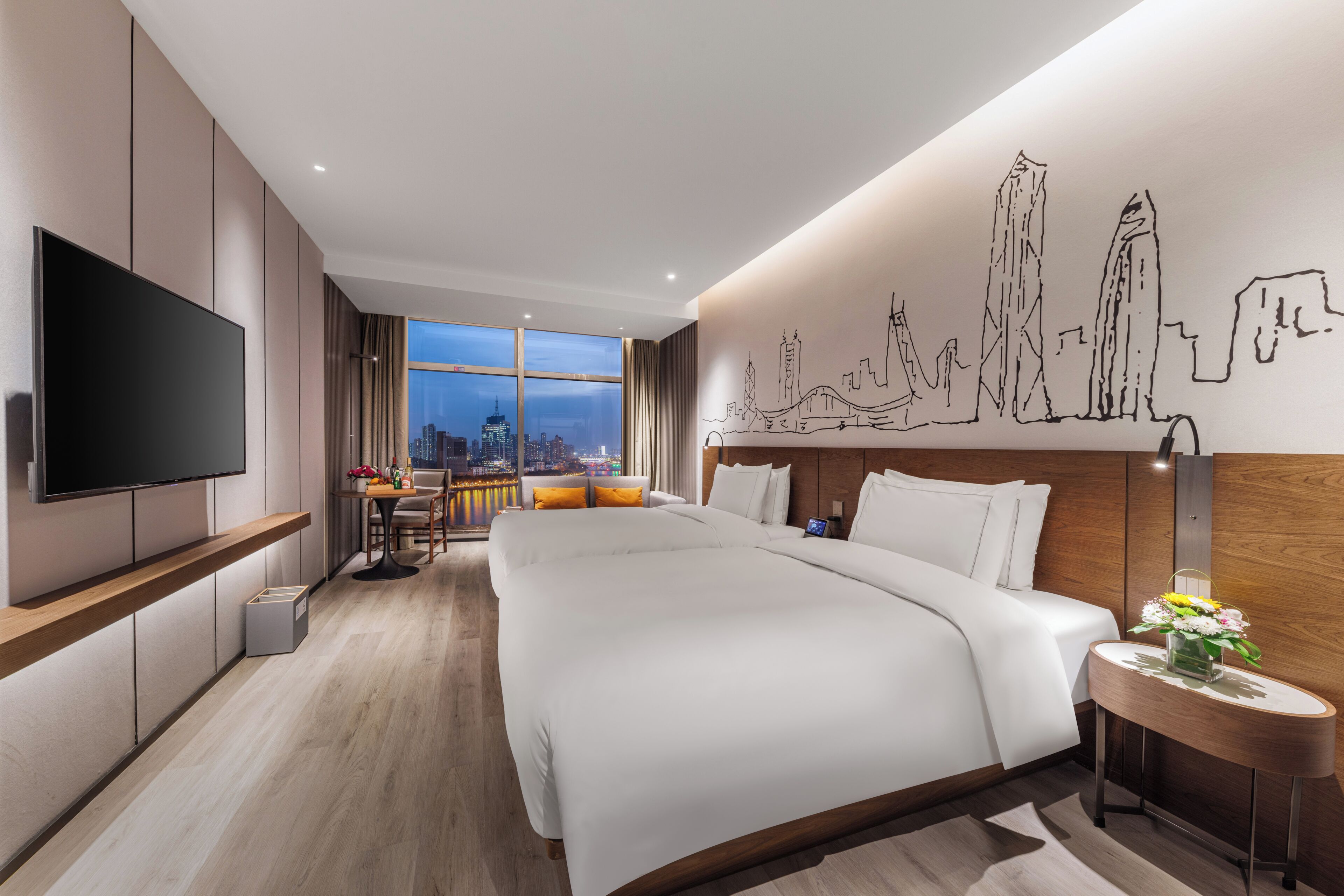 Habitación ejecutiva con 1 cama doble o 2 individuales | Edredones de plumas, minibar con artículos gratuitos, caja fuerte
