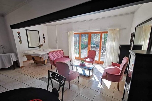 32-inch flat-screen TV with satellite channels, TV, printers