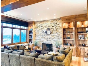 TV, fireplace, foosball, offices