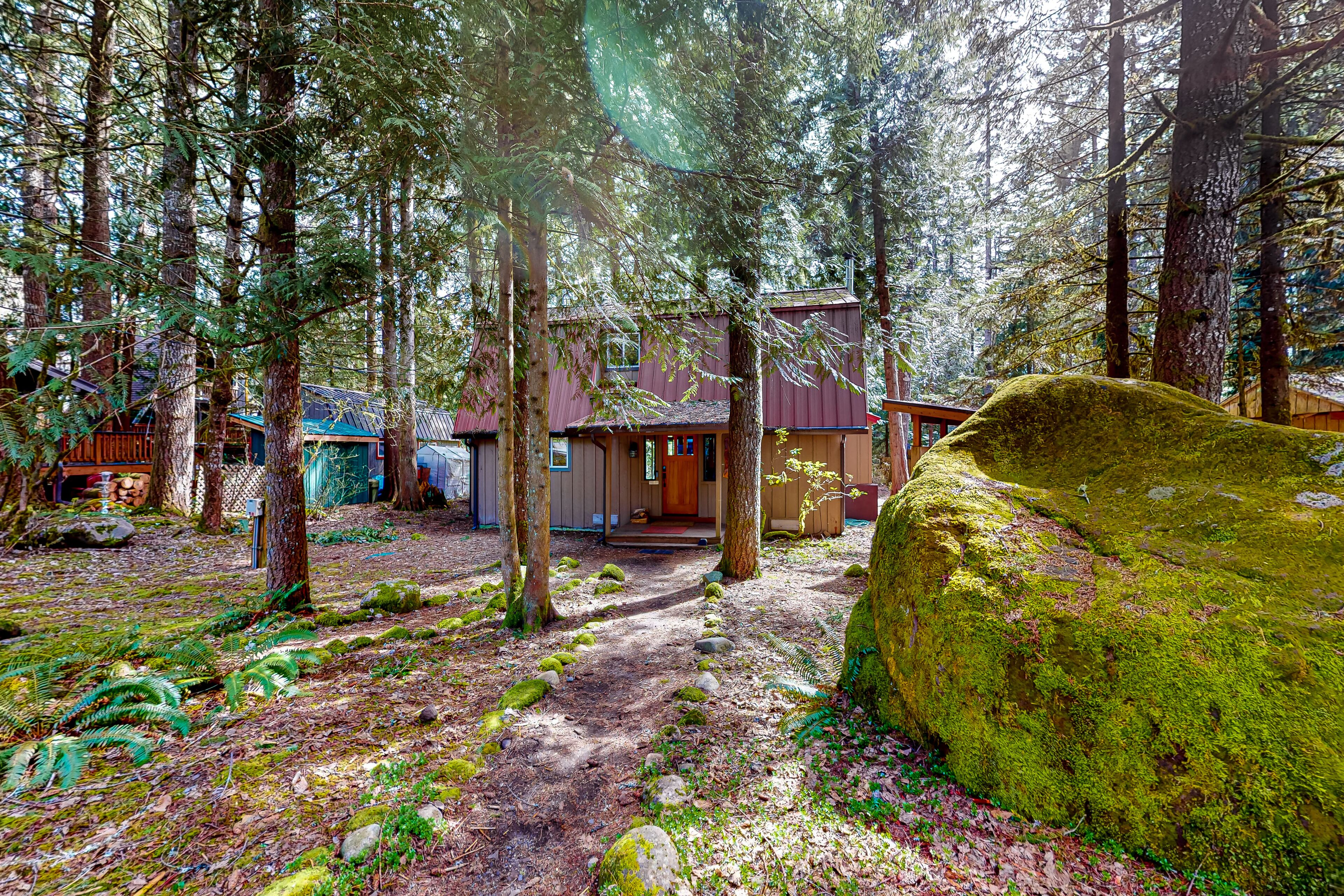 Dog-friendly cabin with a hot tub, wood stove, board games, grill, and W/D