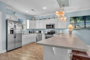 Fridge, microwave, oven, stovetop - Antigua Blue - Private Pool - Walk to Beach - 6BR/7BA (North Myrtle Beach)