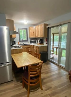 Microwave, stovetop, coffee/tea maker, toaster