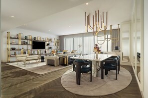 Uptown Suite, Two Bedrooms | Living area | 43-inch Smart TV with cable channels - SO/ Uptown Dubai (Dubai)