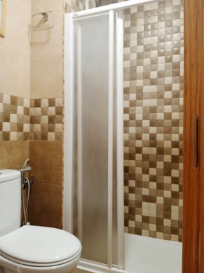 Douche, sèche-cheveux, serviettes fournies, papier toilette
