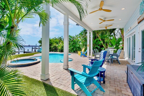 A heated pool - Bay Front Home with Private Dock, Pool, and Spa! (Bradenton Beach)