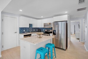 Fridge, microwave, oven, stovetop - Updated Home with Heated Pool and Grill! 1 Minute Walk to Beach! (Anna Maria)