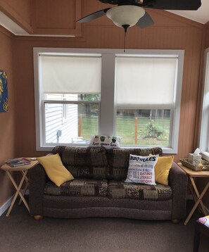 Smart TV, fireplace, DVD player