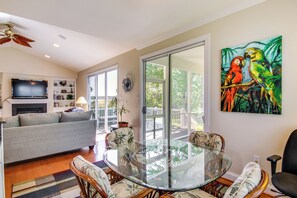 TV, fireplace, DVD player, books - 4 Mi to Fenwick Island: Home w/ Pool Access & Deck (Selbyville)