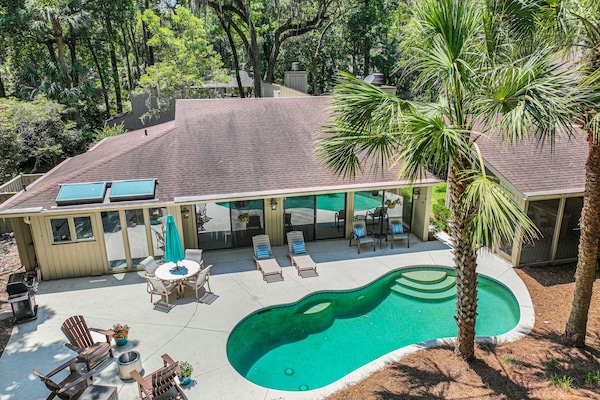 View of backyard oasis