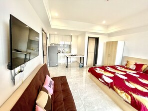 Lägenhet Premium - 1 queensize-säng med bäddsoffa - kök - viss havsutsikt | 1 sovrum, arbetsyta för laptop och gratis wi-fi