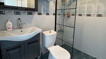 Ducha, cabezal de ducha tipo lluvia, secador de pelo, pantuflas
