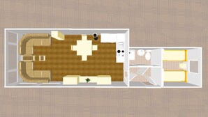 A floor plan of a hotel room with a living area, kitchenette, and a separate bathroom. - House Seekaiser Little Seekaiser (Norderney)