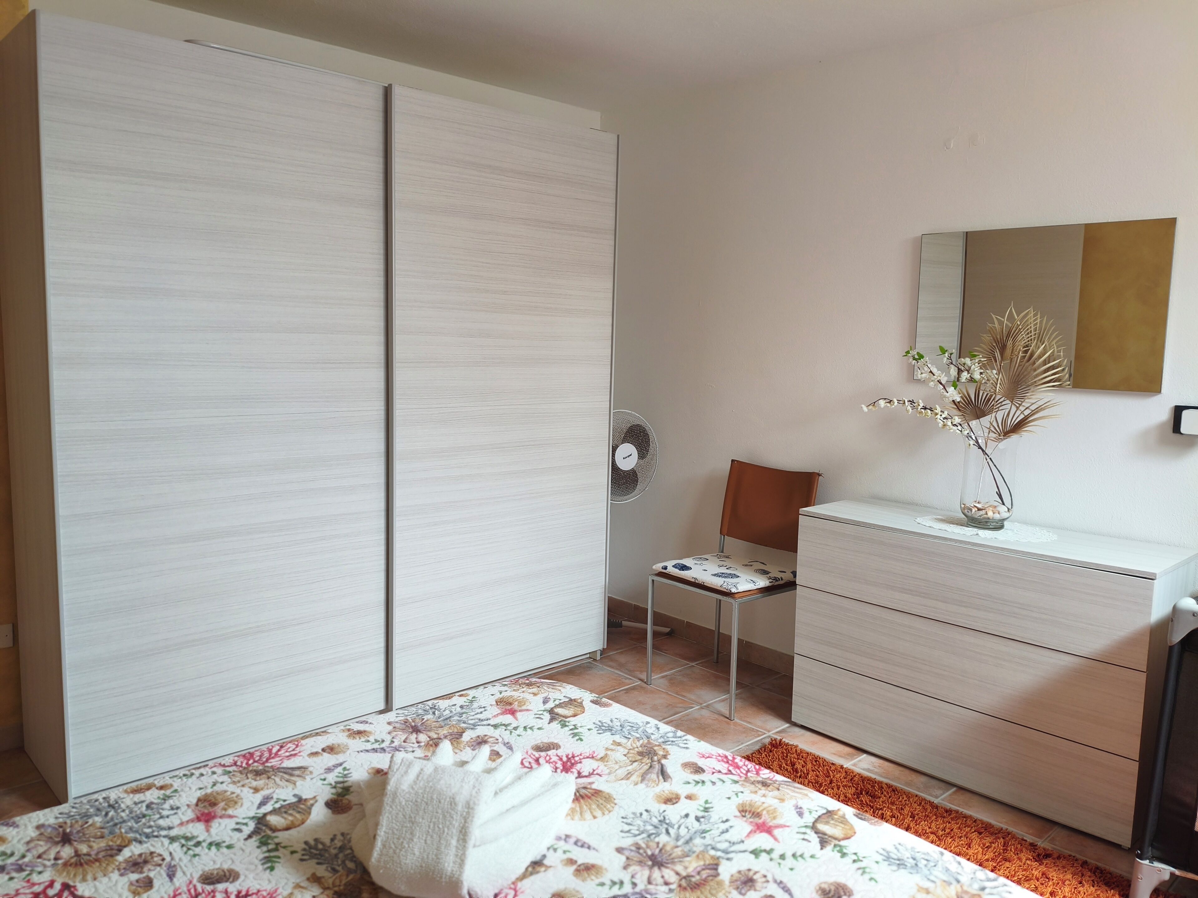 1 bedroom, desk, iron/ironing board, travel crib