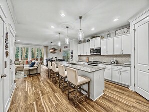 Fridge, microwave, oven, stovetop - 83 Sandcastle - Luxury Beach House, Heated Pool, Hot Tub, 3D Theater, Walk to Beach (Hilton Head Island)