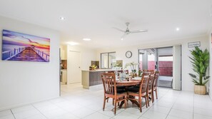Dining - SANDY BURROWS -  pool. air con, four bedrooms , boat parking, 1 outside pet. (Agnes Water)