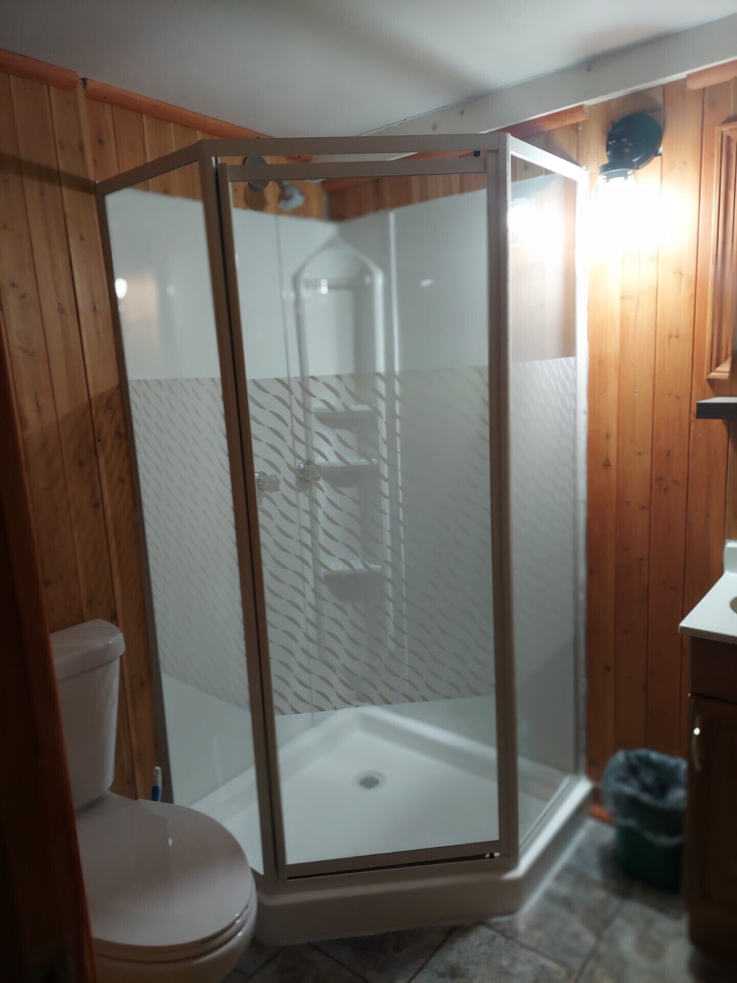 Shower, soap, toilet paper