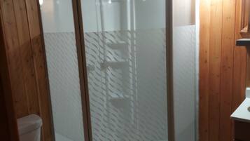 Shower, soap, toilet paper