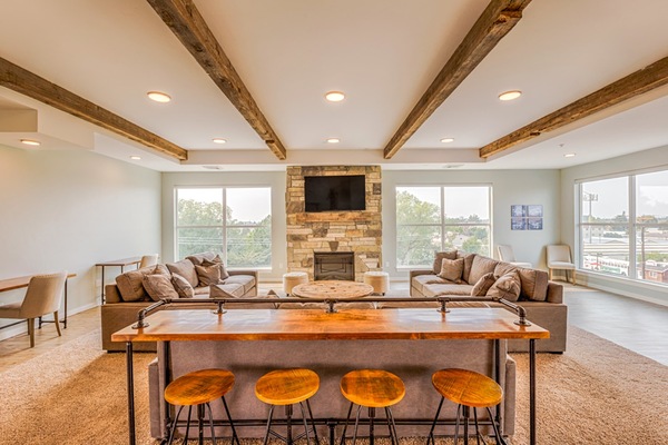 Smart TV, fireplace, foosball, offices