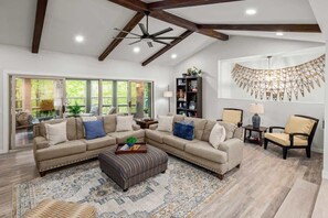 TV, fireplace, offices