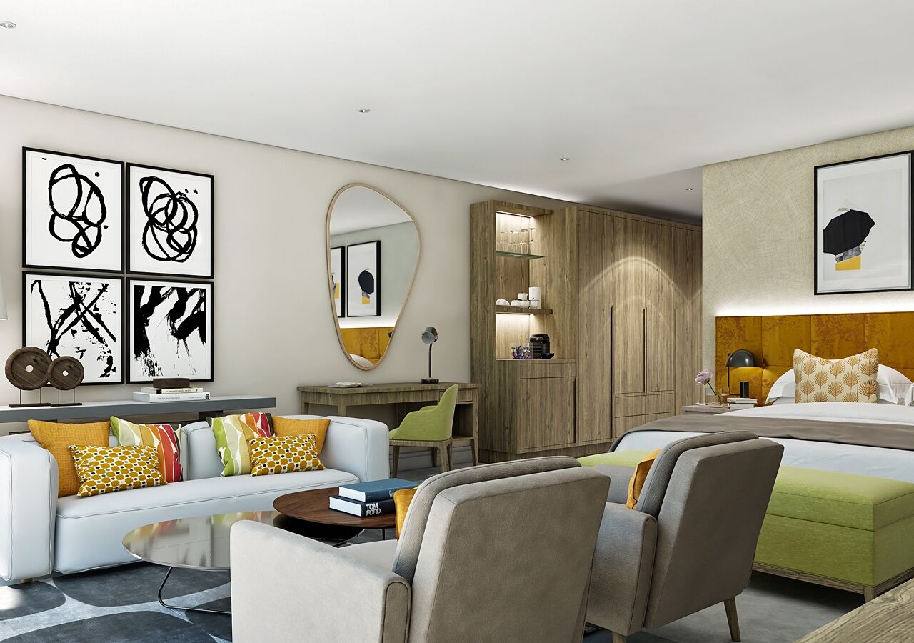 5 bedrooms, premium bedding, in-room safe, individually decorated
