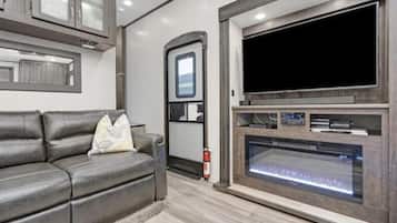 TV, fireplace