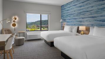 Premium bedding, desk, blackout drapes, iron/ironing board