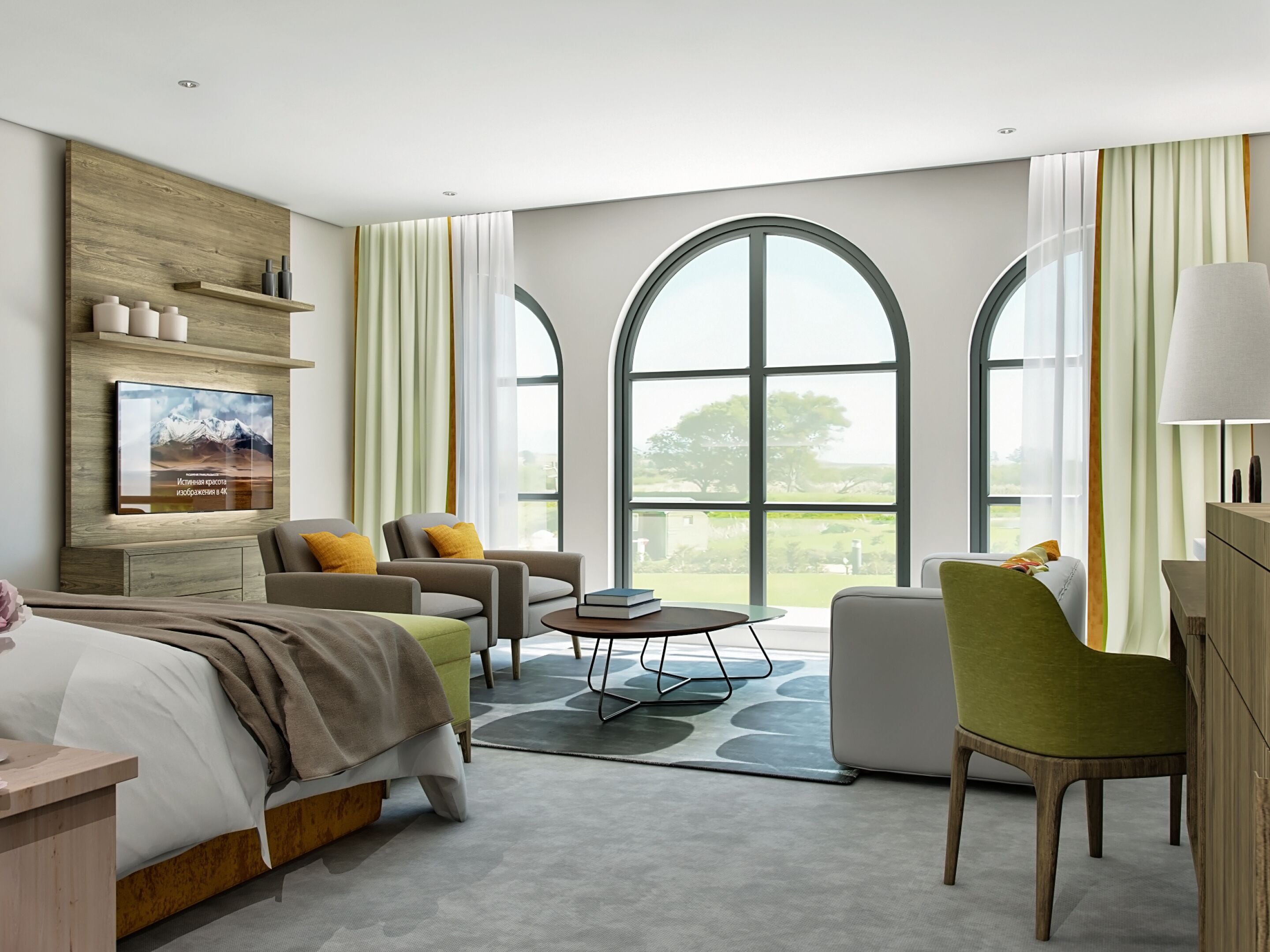 أغطية فراش متميزة وخزنة داخل الغرفة وبديكورات فريدة لكل غرفة