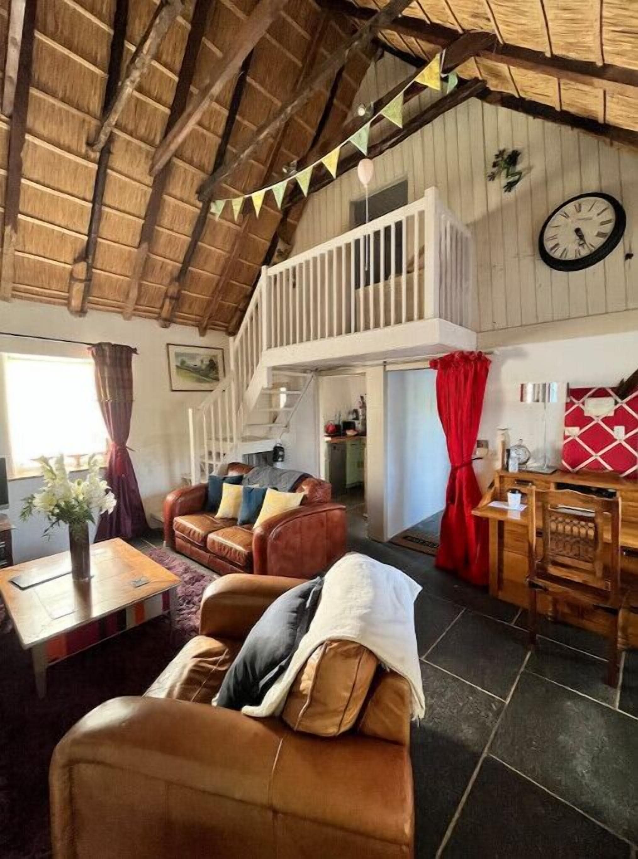 TV, fireplace, books, stereo