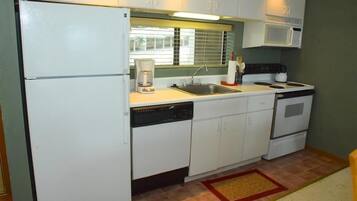 Fridge, microwave, oven, dishwasher