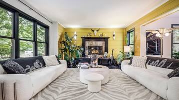 Luxury House | Living area | 65-inch Smart TV with digital channels, fireplace, Netflix