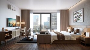 One Bed-room Apartment - King Bed | Seprai premium, meja kerja, dan ruang kerja ramah laptop