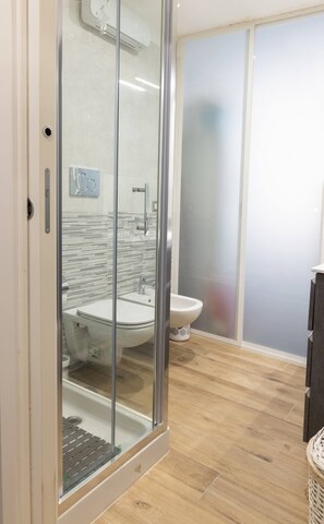 Regadera, secadora de cabello, toallas, jabón 