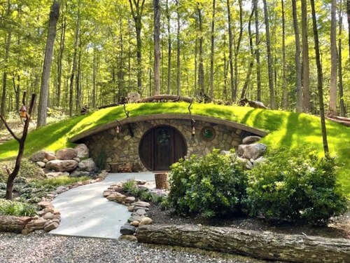 WOW! A spectacular Hobbit House in the forest at June Farms!