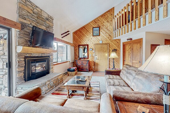 TV, caminetto, lettore DVD, videoteca