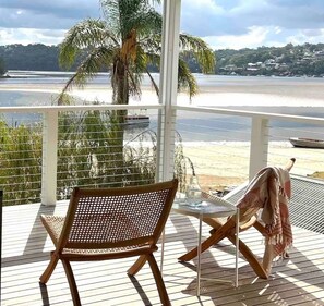 Terrace/patio - The Sandbar House,  Royal National Park NSW, waterfront beach house (Maianbar)