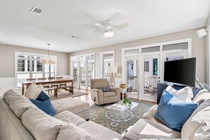 TV, DVD player, books, music library