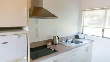 Fridge, microwave, coffee/tea maker, toaster