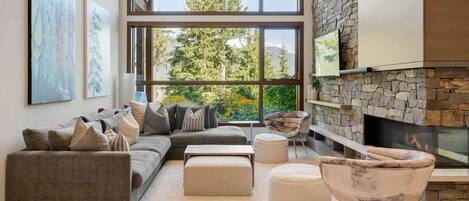TV, fireplace, offices