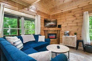 Smart-TV, Kamin, Videospiele, Bücher